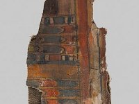 Aeg V 16  Aeg V 16, Dritte Zwischenzeit bis Spätzeit, Fragment eines Sarges, Leinwand, Stuck, bemalt, H 23,0 cm, B 9,8 cm, T 0,3 cm : Bestandskatalog Ägypten, Museumsfoto: Claus Cordes